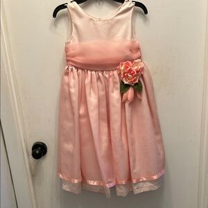 iris & ivy Peach Pink Floral Sash Girls Party Dress